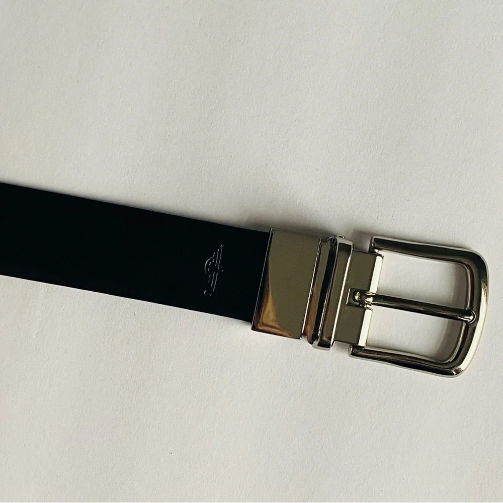 Dockers Reversible Swivel-Buckle Belt brown black chrome buckle leather Sz 34/85